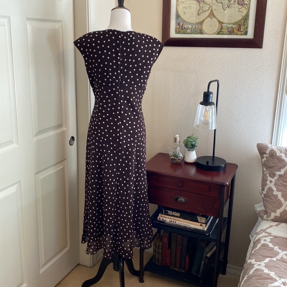 Jones Wear dress.. brown and beige polka dot 6 - Picture 2 of 4